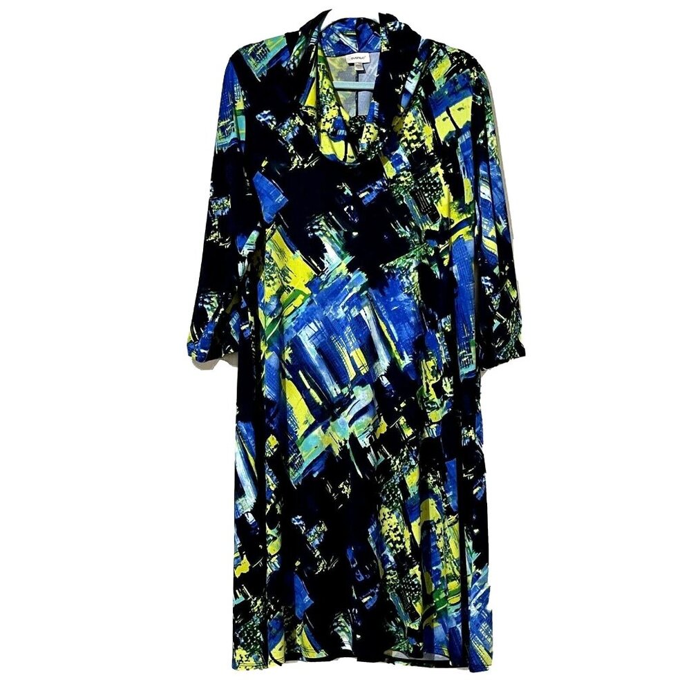 Avenue Womens Size 14/16 Cowl Neck 3/4 Sleeve Knee Length Dress
